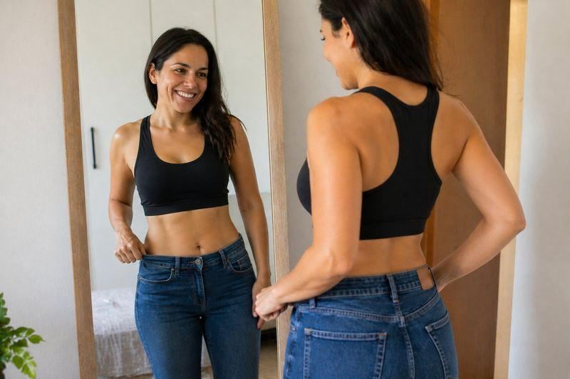 Resultado real — calça jeans voltou a servir